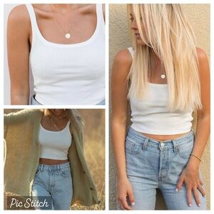 Rare solai the label Zooey cotton ribbed crop tank cami in white / ivory